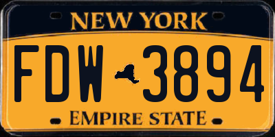 NY license plate FDW3894