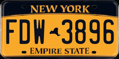NY license plate FDW3896