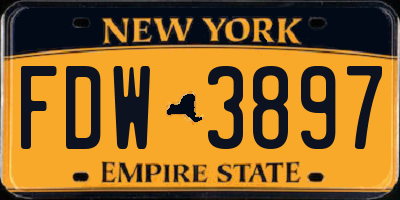 NY license plate FDW3897