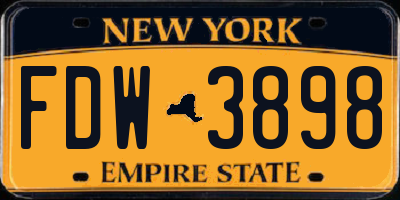 NY license plate FDW3898