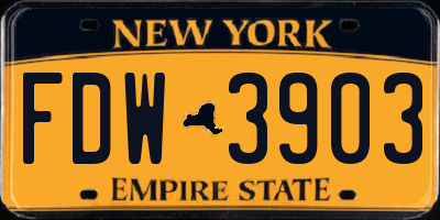 NY license plate FDW3903