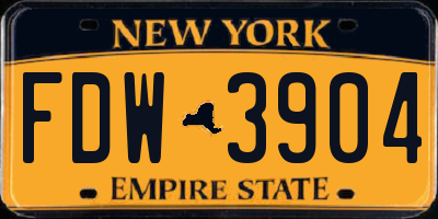 NY license plate FDW3904
