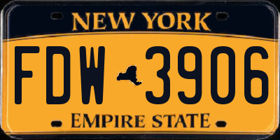 NY license plate FDW3906