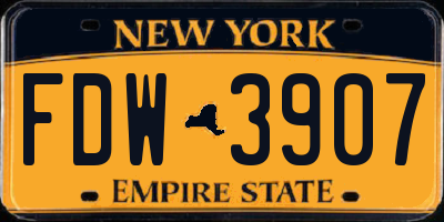 NY license plate FDW3907