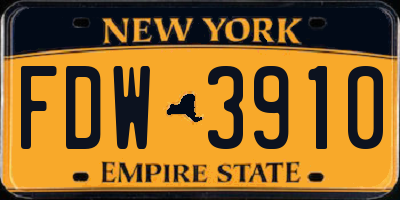NY license plate FDW3910