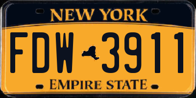 NY license plate FDW3911
