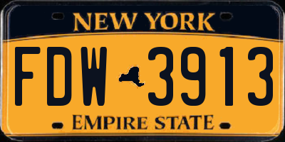 NY license plate FDW3913