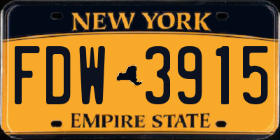 NY license plate FDW3915