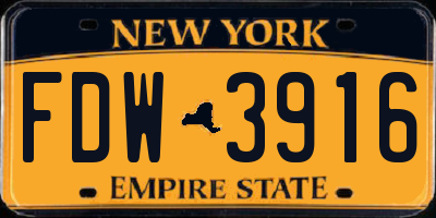 NY license plate FDW3916