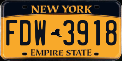 NY license plate FDW3918