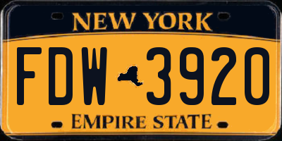 NY license plate FDW3920