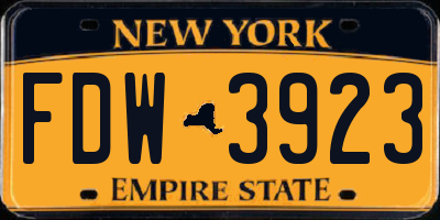 NY license plate FDW3923
