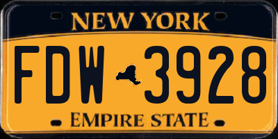 NY license plate FDW3928