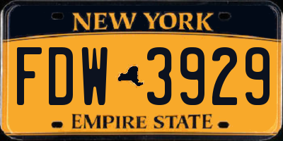NY license plate FDW3929