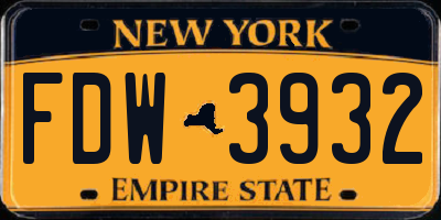 NY license plate FDW3932