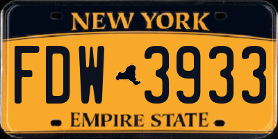 NY license plate FDW3933