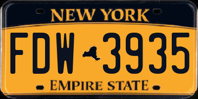 NY license plate FDW3935
