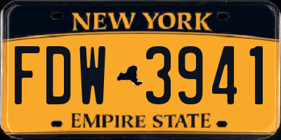 NY license plate FDW3941