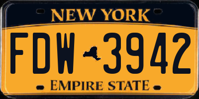 NY license plate FDW3942