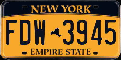 NY license plate FDW3945