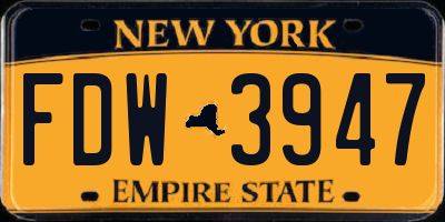 NY license plate FDW3947
