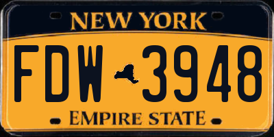 NY license plate FDW3948