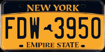 NY license plate FDW3950
