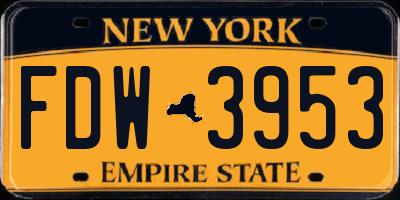 NY license plate FDW3953