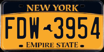 NY license plate FDW3954