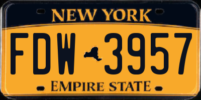 NY license plate FDW3957
