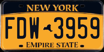 NY license plate FDW3959
