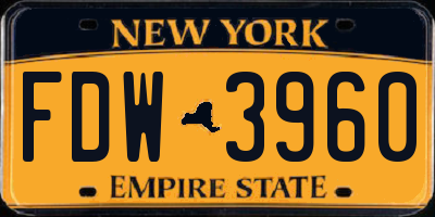 NY license plate FDW3960