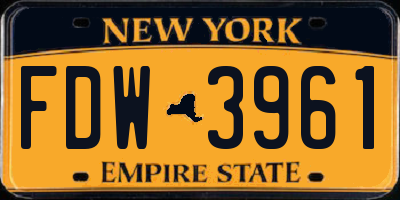 NY license plate FDW3961