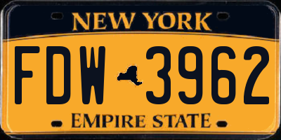NY license plate FDW3962
