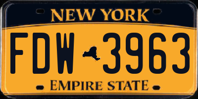 NY license plate FDW3963