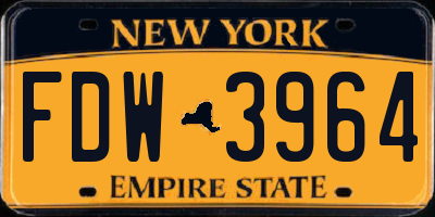 NY license plate FDW3964