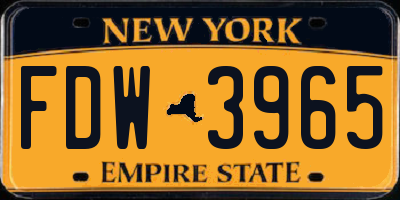 NY license plate FDW3965