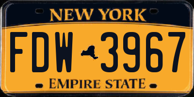 NY license plate FDW3967