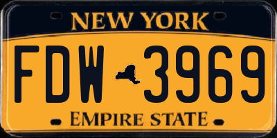 NY license plate FDW3969