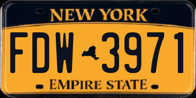 NY license plate FDW3971