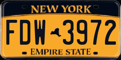 NY license plate FDW3972