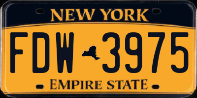 NY license plate FDW3975