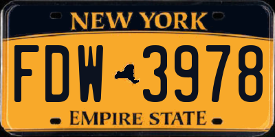 NY license plate FDW3978