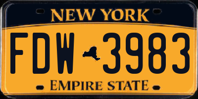 NY license plate FDW3983