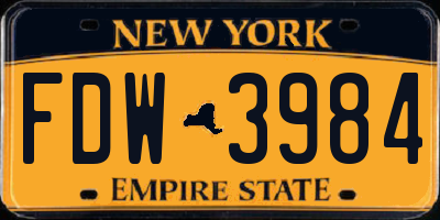 NY license plate FDW3984