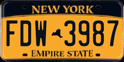 NY license plate FDW3987