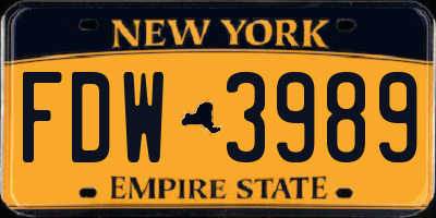 NY license plate FDW3989