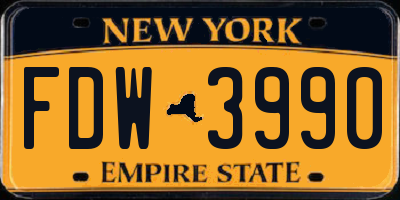 NY license plate FDW3990