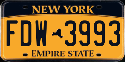 NY license plate FDW3993