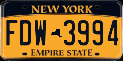 NY license plate FDW3994
